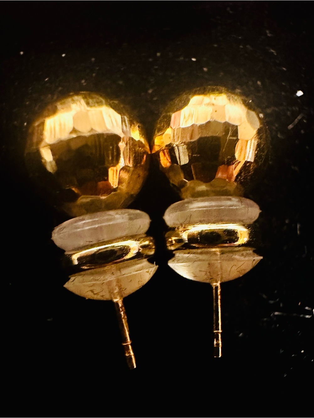 New 14K Solid Gold Earrings Ball disco diamond cut solid 14K gold earrings